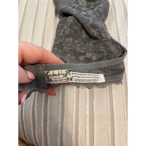 Free People Intimately Bralette Grey Lace Size Large - Picture 3 of 4